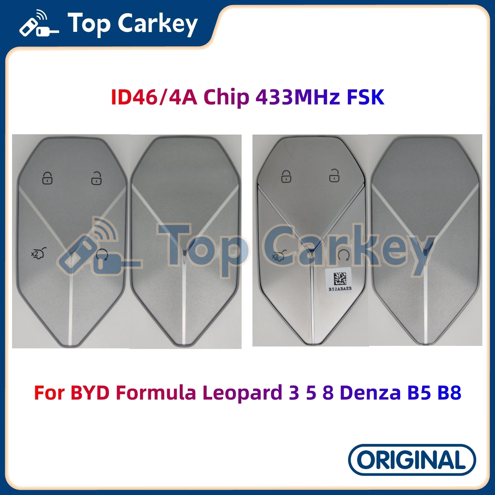 

TopCarkey Original OEM Smart Remote Key Keyless ID46 ID4A Chip 433MHz for BYD Formula Leopard 3 5 8 Denza B5 B8