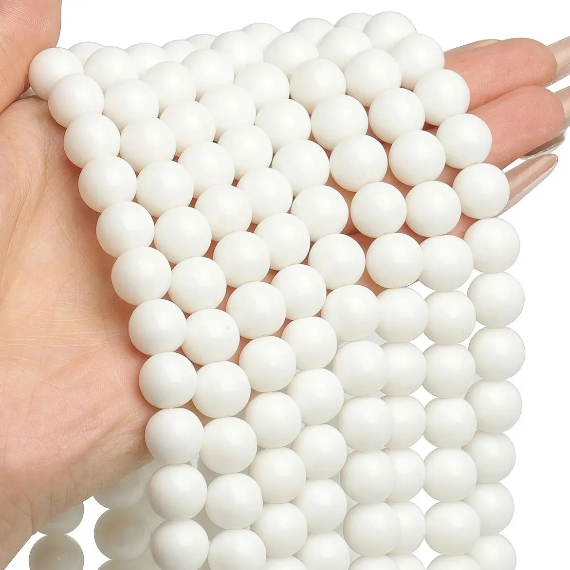 Smooth White Onyx Beads Natural Stone Round Loose Beads for Jewelry Making DIY Bracelet Necklace diy Accessories 4 6 8 10 12mm