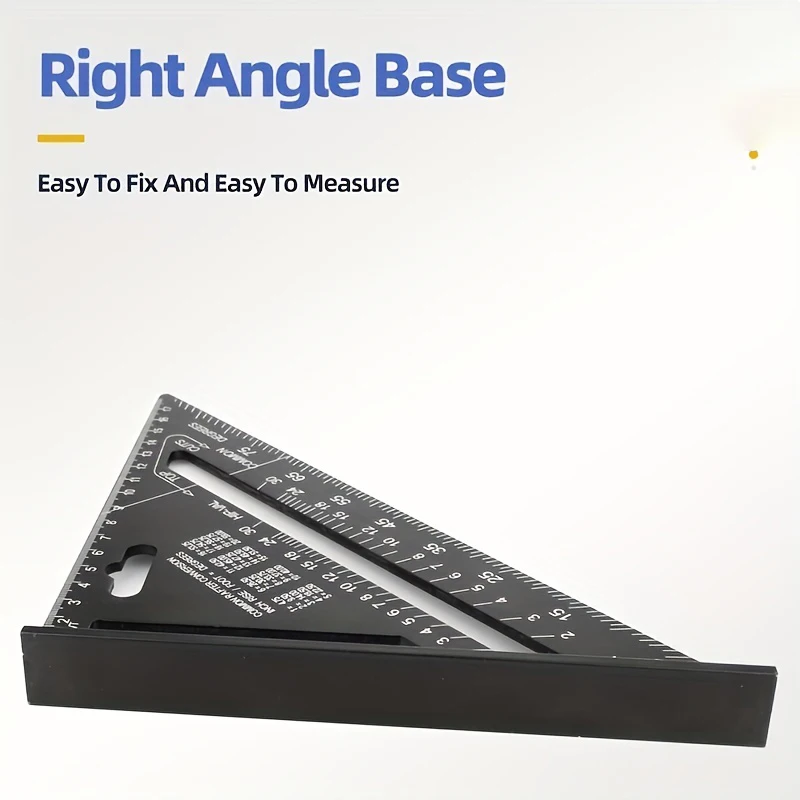 7 Inch Triangle Ruler Black Angle Squrae Rafter Square Protractor High Precision Aluminum Alloy Triangle Ruler Woodworking Tools