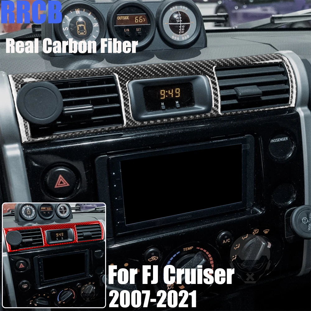 

Real Carbon Fiber Car Accessories Center Air Vent Panel Decorative Trim Cover Soft Sticker For Toyota FJ Cruiser 2007-2021