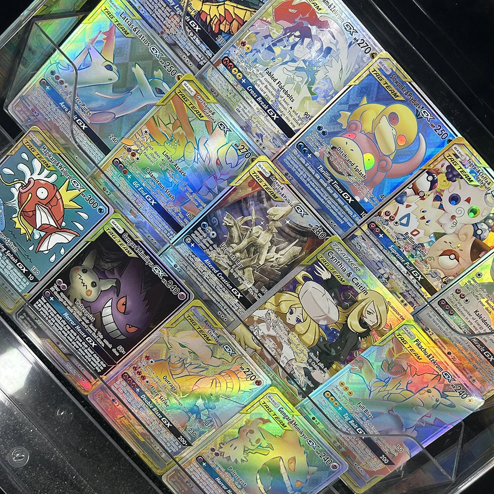 26 Nowych Projektów DIY PTCG TCG Kolekcja Kart Kreskówkowych TAG TEAM Latios Latias Gengar Karta Angielska Folia Refrakcyjna Kolorowa Efekt Flash Prezenty