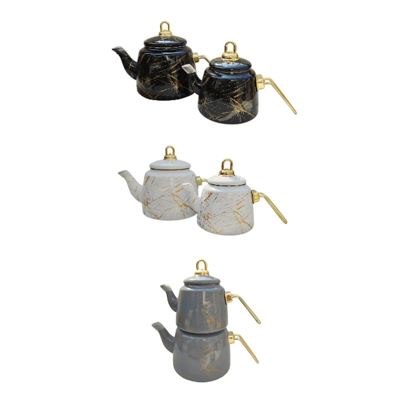 

2Pcs Enamel Teapot Set corative Coffeepot for Home Use Restaurant Kitchen
