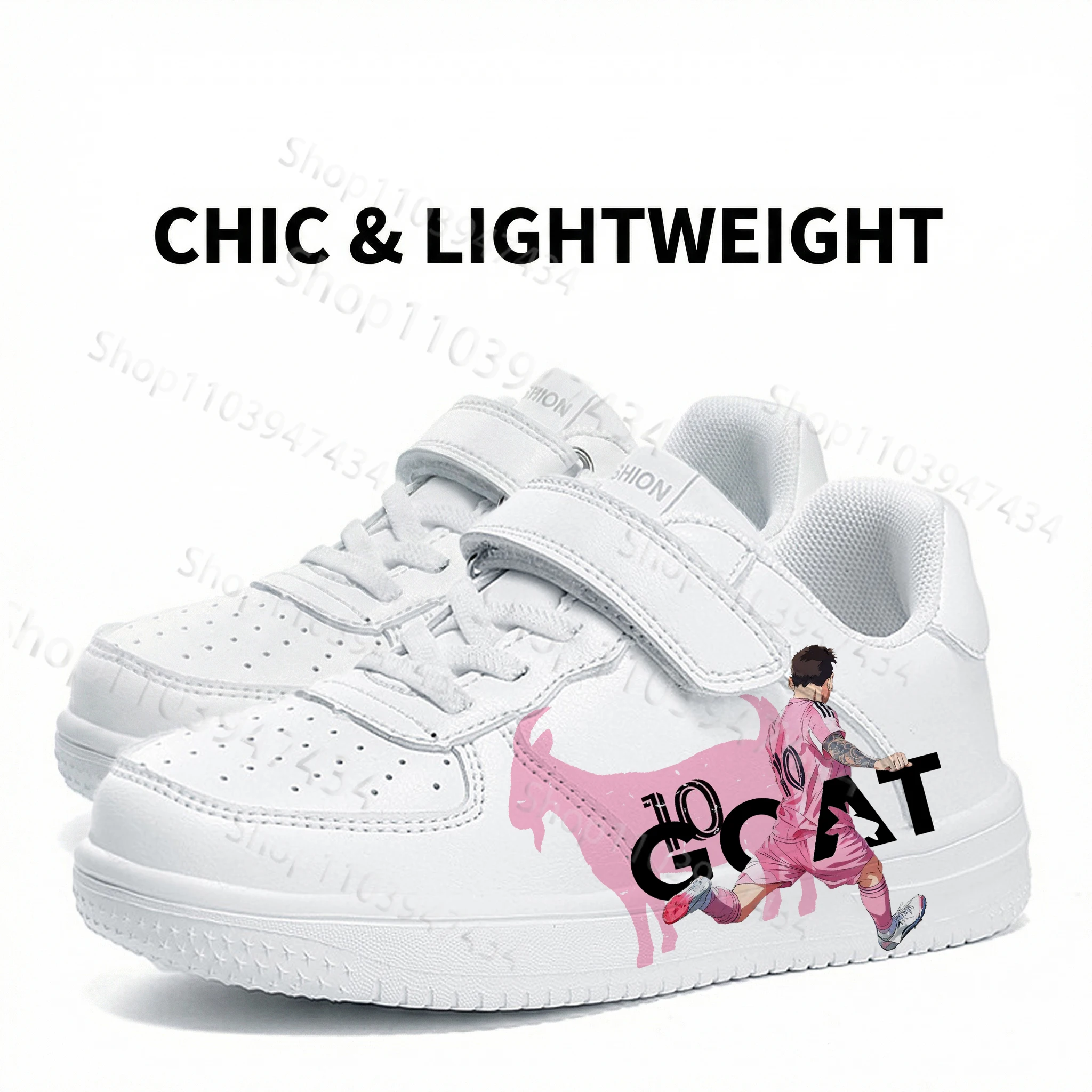 

Popular Kids White Shoes 2026 Football Matches 10 GOAT Spain Summer Breathable Boys Girls Outdoor Soft Sports Shoes
