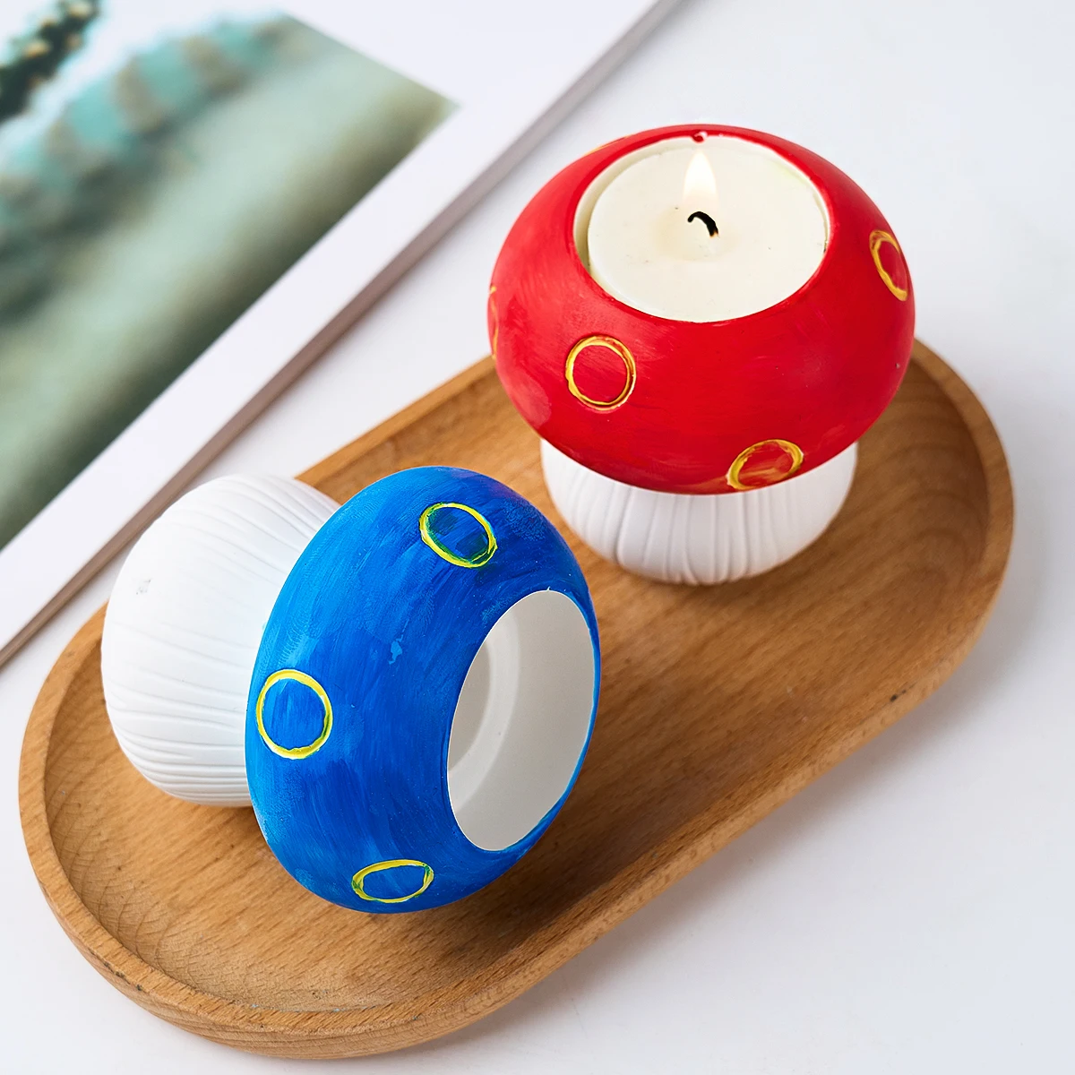 Mushroom Candlestick Silicone Resin Mold 3D Tealight Base Jewelry Holder Storage Container Candle Holder Plaster Mold Craft Gift