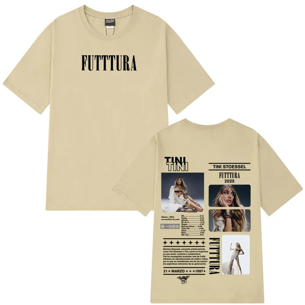 المغني TINI STOESSEL 2025 جولة ميرش التي شيرت الرجال النساء الاتجاه الجمالي تي شيرت قصيرة الأكمام 100% القطن عادية Harajuku تي شيرت #6