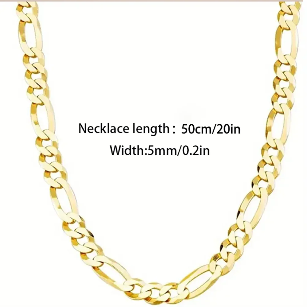 925 Sterling Silver Classic Figaro Chain Link Necklace for Men 14K Gold Plated 5mm Wide Cuban Curb Link Chain Jewlelry Gift USA