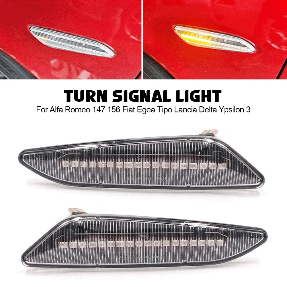 

2 PCS Sequential Flashing LED Turn Signal Side Marker Light For Alfa Romeo 147 156 Fiat Egea Tipo Lancia Delta Ypsilon 3