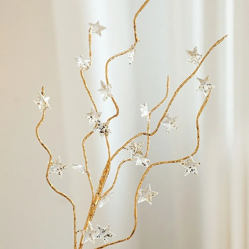 Transparent Bead Crystal Tree Branches DIY Pentagram Crystal Bud Branches Sparkling Xmas Tree Ornament Christmas Decoration