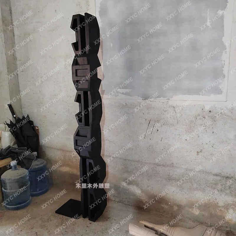 

LVertical height wood carving crafts model room entrance wooden floor sculpture art installation