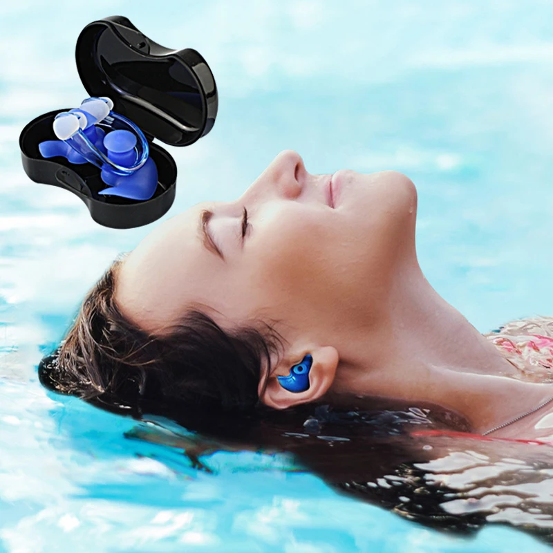 ฤดูร้อนว่ายน้ำปลั๊กอุดหู/ชุดคลิปจมูกซิลิโคนกันน้ำ Sleep Anti-Noise Ear ปลั๊กดำน้ำกลางแจ้ง Aksesoris Olahraga