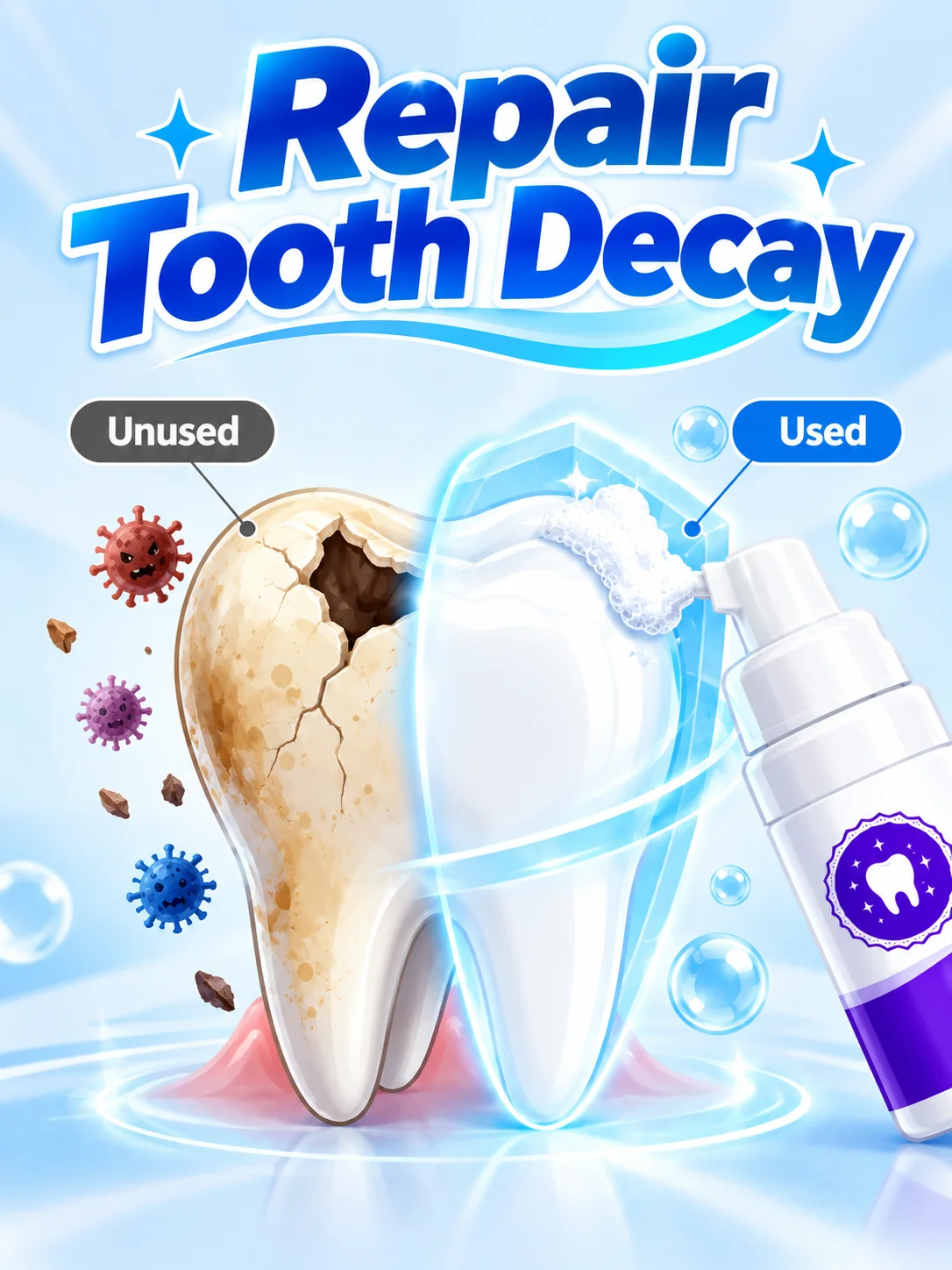 Enamel Care Foam Teeth Mousse, Daily Oral Routine for Tooth Surface Care and Everyday Smile Maintenance