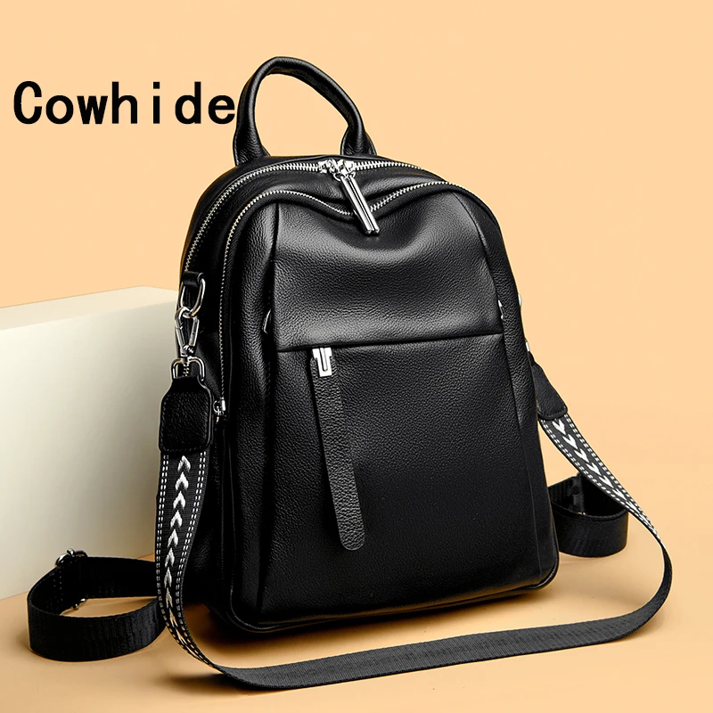 2023 Cowhide Backpacks Shoulder Chest Bag High-Capacity Ladies Women\'s Bags Travel  Fashion For Girls Luxury Black Chest Bag