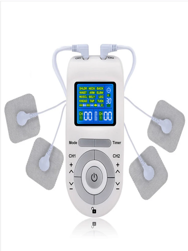 Portable Dual-Channel TENS&EMS Device Pulse Massager Muscle Stimulator Unit 12 Massage Modes Timer Body Massage