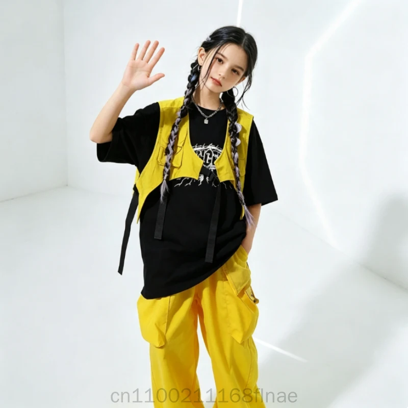 Cool and Trendy Children's Loose Hip-hop Quick Drying Street Dance T-shirt, Casual Pants, Handsome Dance Performance Outfit Set