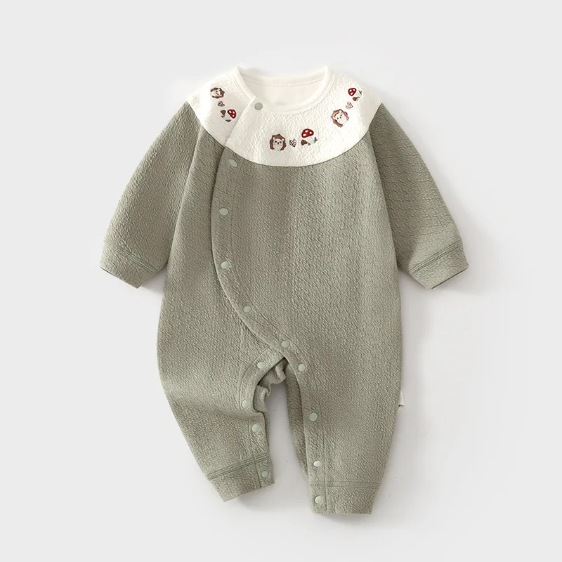 Baby Rompers Baby Newborn Boneless Spring and Autumn Soft Wool Rompers Jacquard Infant Children's Wear Elastic Climbing Suits
