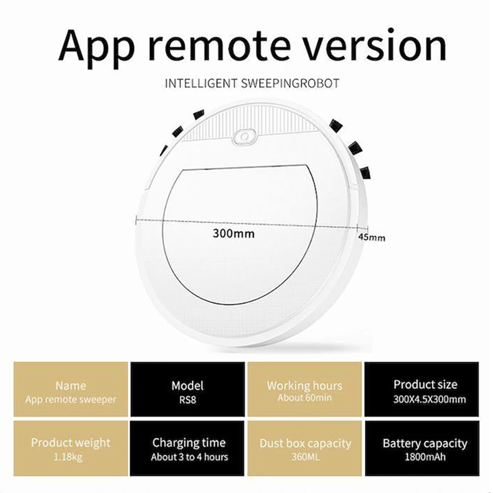 -ESTR جهاز آلي لتنظيف الأتربة ذكي رفيع للغاية أوتوماتيكي كنس شفط سحب 3 في 1 APP التحكم عن بعد