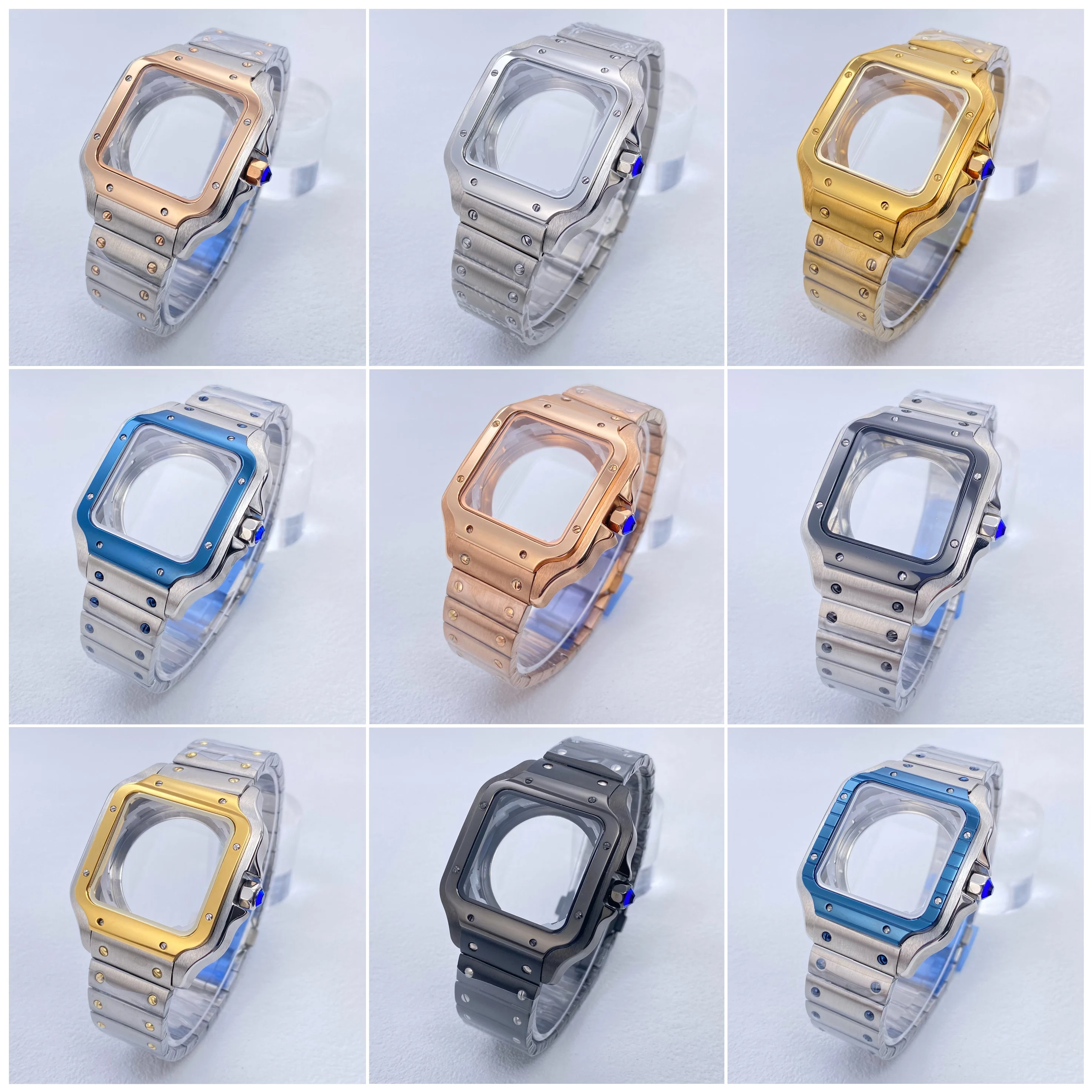 

Hight Quality 38mm Square Watch Case Stainless Steel Bracelet men's Fashion case fit NH35/36 movement Sapphire glass Accessories