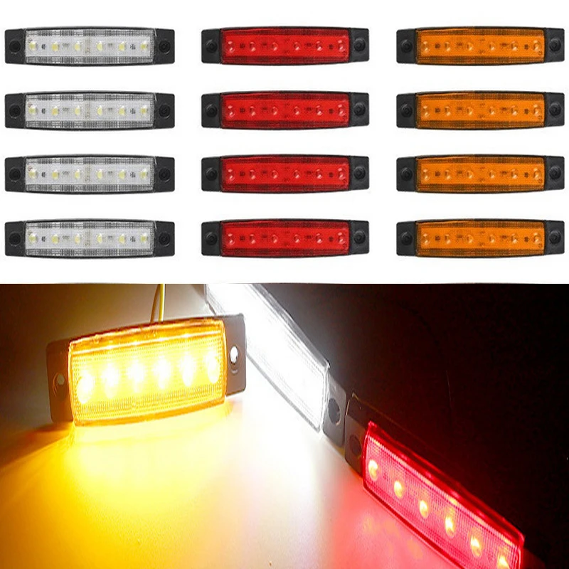 車の外部LEDライト,24V, 12V, 6LED,バス,トラック,トラック,ローインジケーター,トレーラー警告灯,リアサイドブレーキランプ