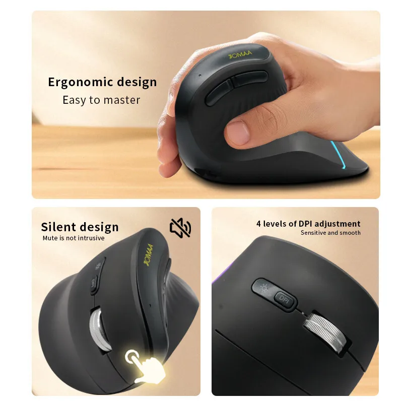 JOMAA USB RGB подсветка вертикальная беспроводная мышь для компьютера ноутбука Bluetooth экологические мыши правая рука Slinet Click