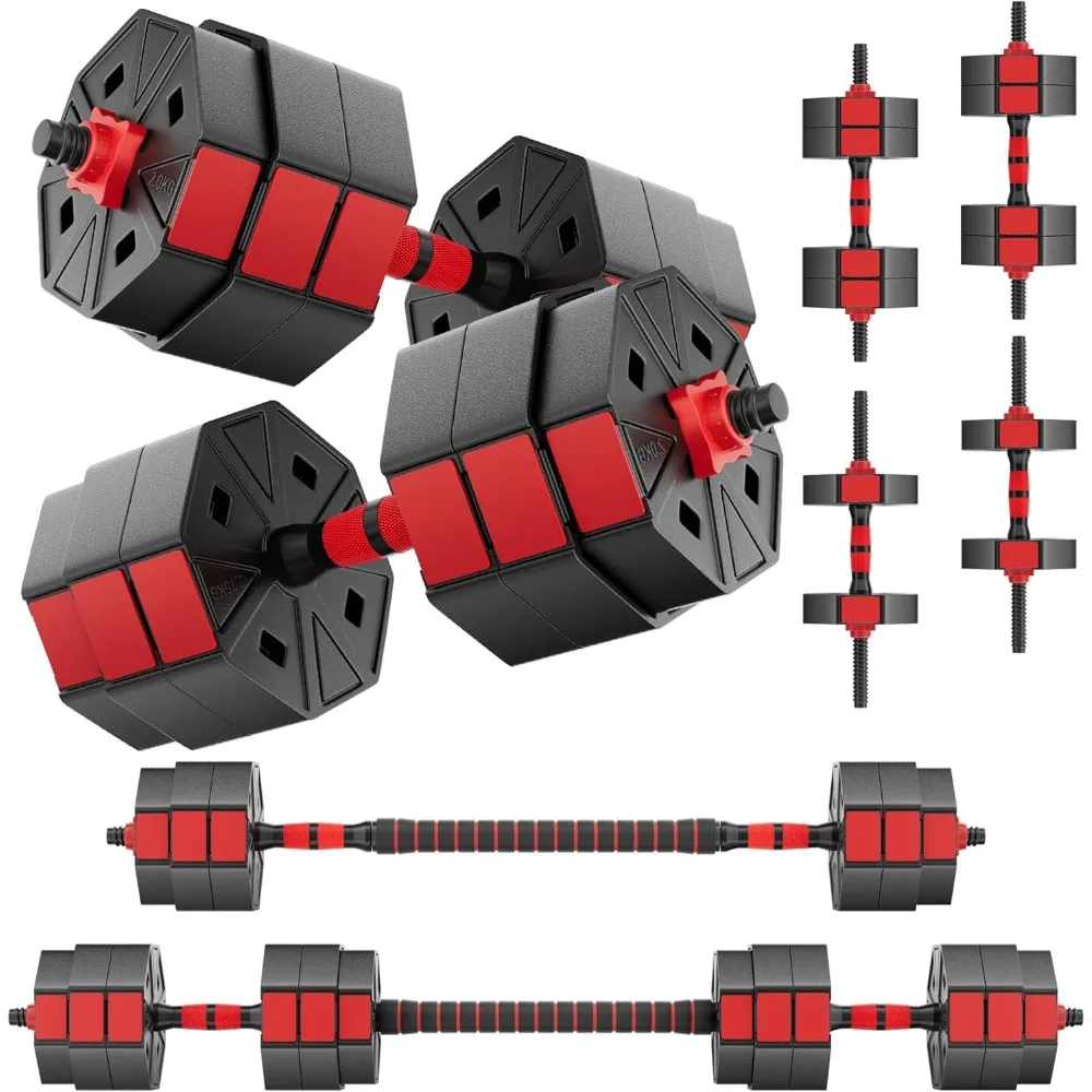 Professional Grade Adjustable Weights Dumbbells Set of 2 Weight Set 3 In 1 Used as Barbell, Dumbbell, Push up Bars 66LB