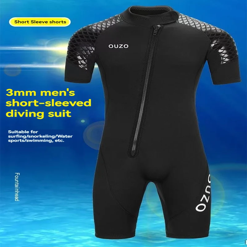 

Men's 3mm Short Sleeve&Shorts Neoprene Wetsuit Front Zip Thermal&Cold Protection for Scuba Diving,Surfing,Snorkeling,Kayaking