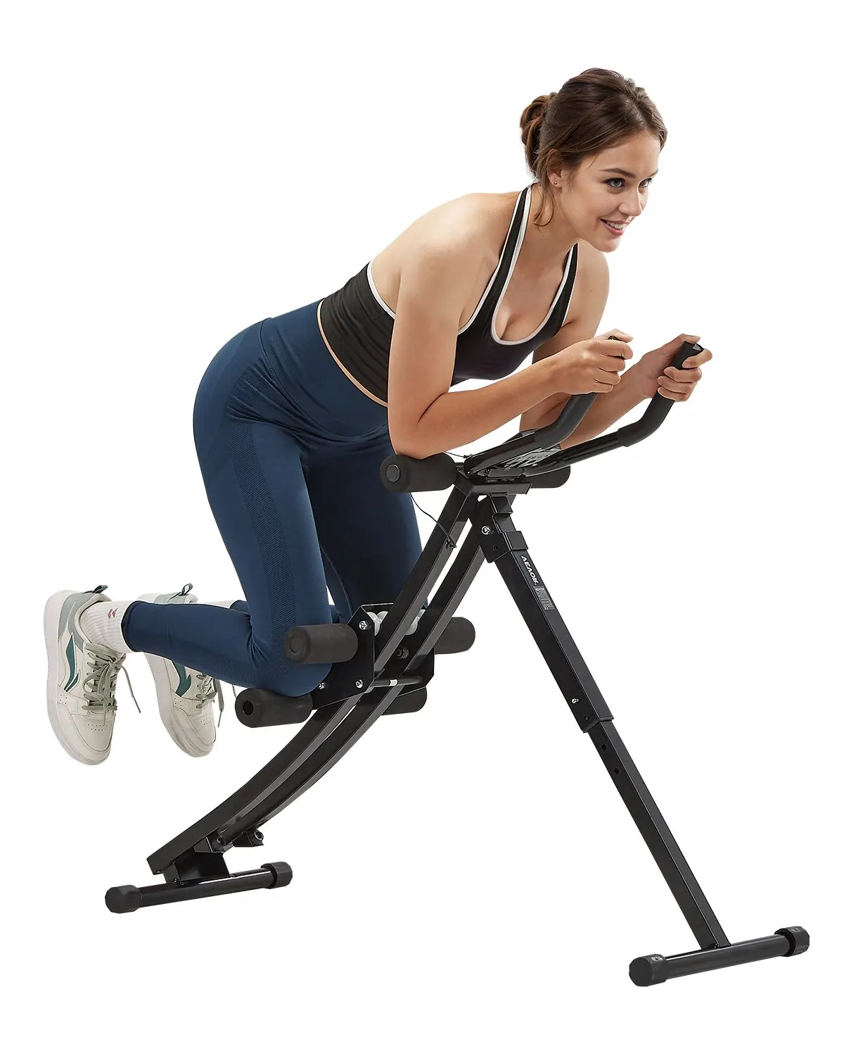 Appareil d'entraînement abdominal pliable, capacité de charge de 200 kg, structure en acier au carbone avec barre avant réglable sur 4 niveaux et compteur intégré pour l'entraînement de la force abdominale et les salles de sport à domicile, noir