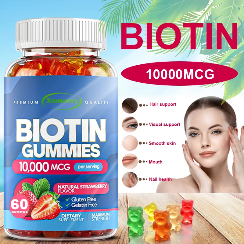 

Biotin Gummies - Hair Growth, Antioxidant, Brighten Skin, Promote Collagen Production, Supports Hair, Skin and Nails Health