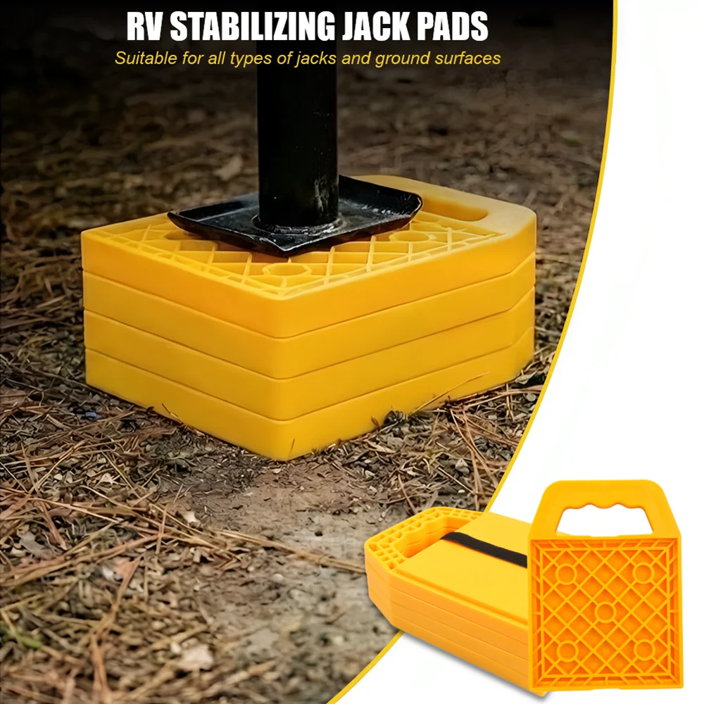 4PCS/SET RV Jack Pad Prevent Jacks Sinking Anti Slip Weather Proof Leveling Jack Block for Trailer