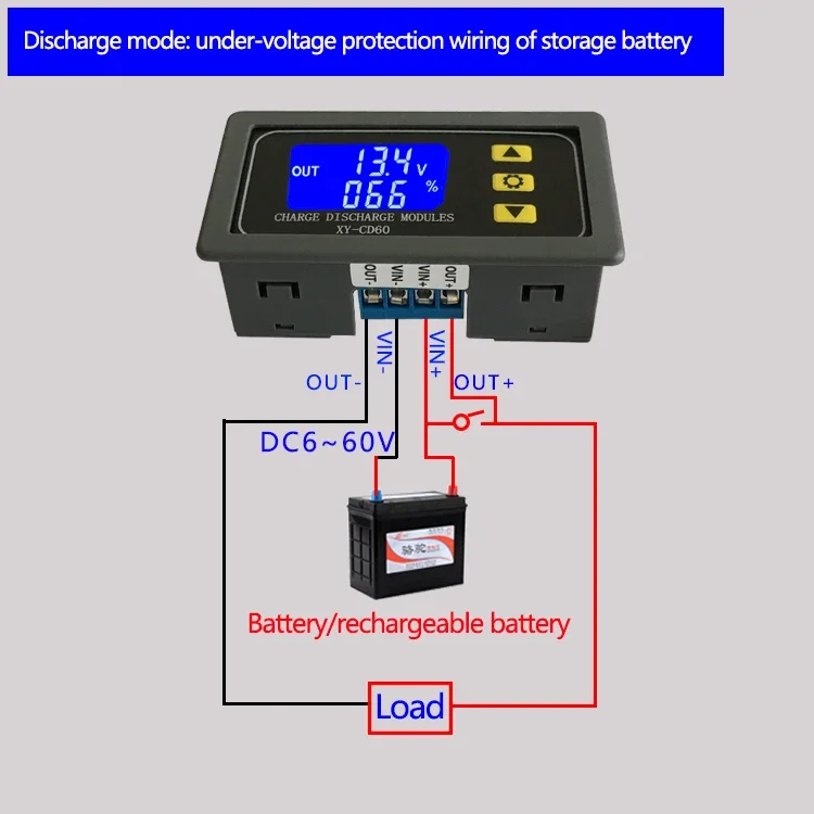 XY-CD60 Solar Battery Charger Controller Module DC6-60V Charging Discharge Control Low Voltage Current Protection Board Module