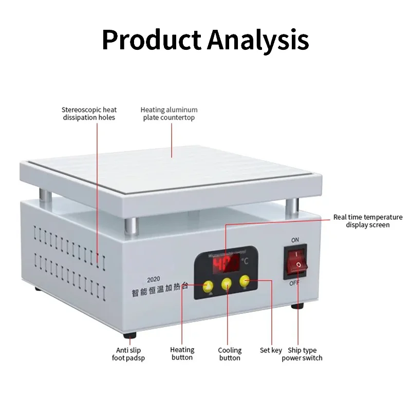Zten 400W Mini Hot Plate Digital Soldering Preheating Rework Station PCB SMD Board Soldering Plate Heating Table Repair Tools