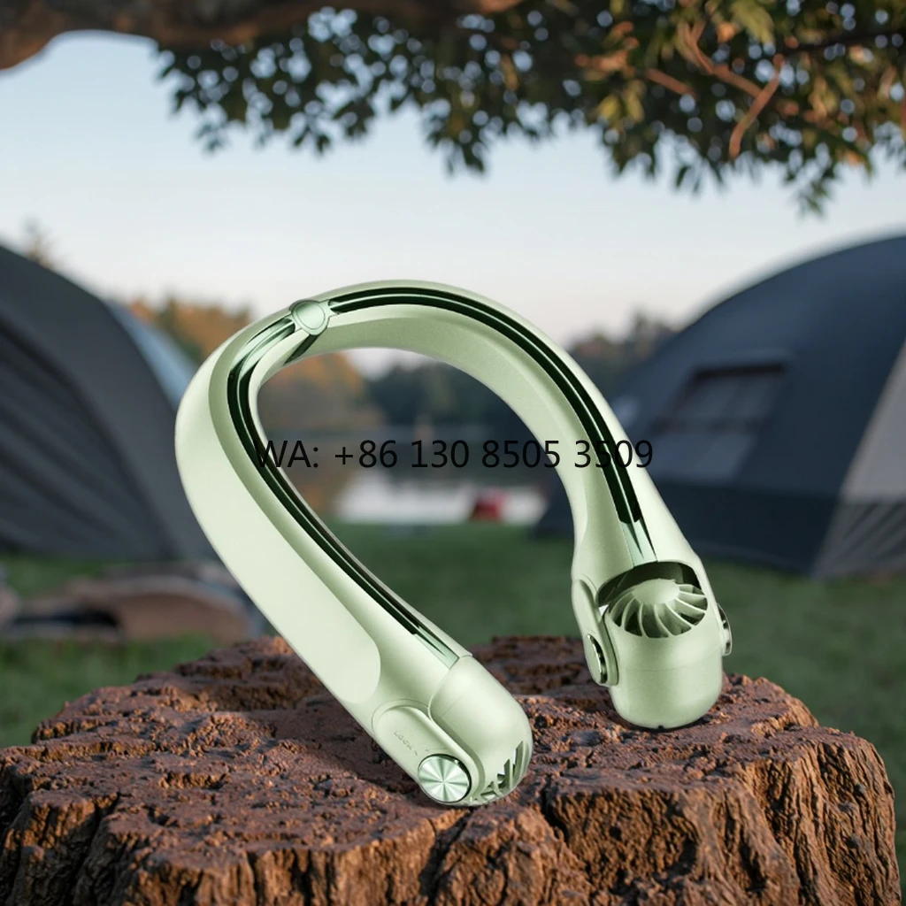 

USB-вентилятор без лопастей с аккумулятором 2400 мАч, портативный, для использования без рук, настольный, модный, 3 скорости, для шеи, для активного отдыха на природе
