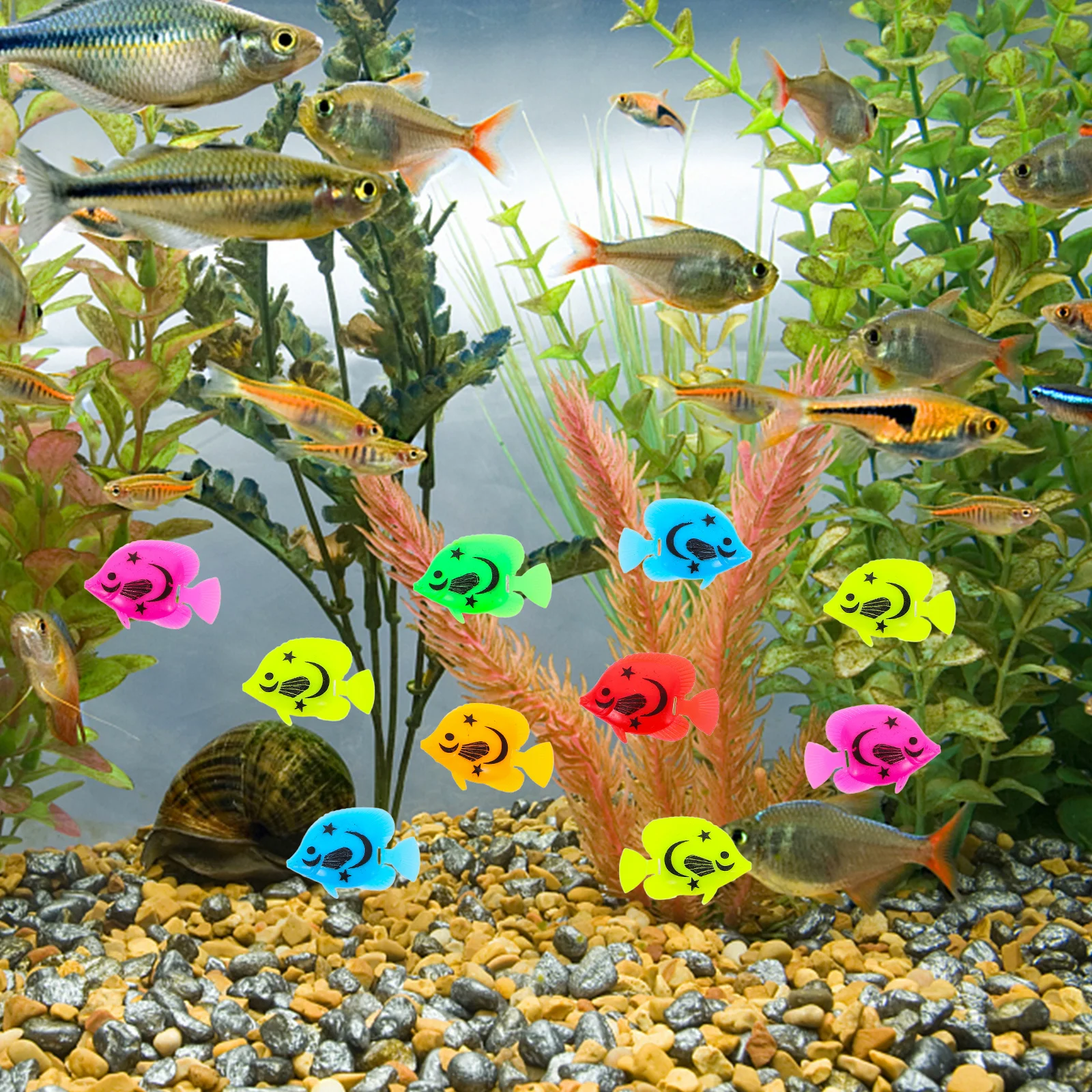

10pcs Artificial Fish For Aquarium Lifelike Plastic Floating Decoration Random Color Pattern Fish Tank Ornament Props