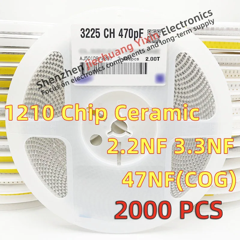 

Chip Ceramic Capacitor 1210 2.2NF 3.3NF 47NF 50V 100V 250V 5% accuracy COG(NPO) material 3225 Capacitance 2000pcs