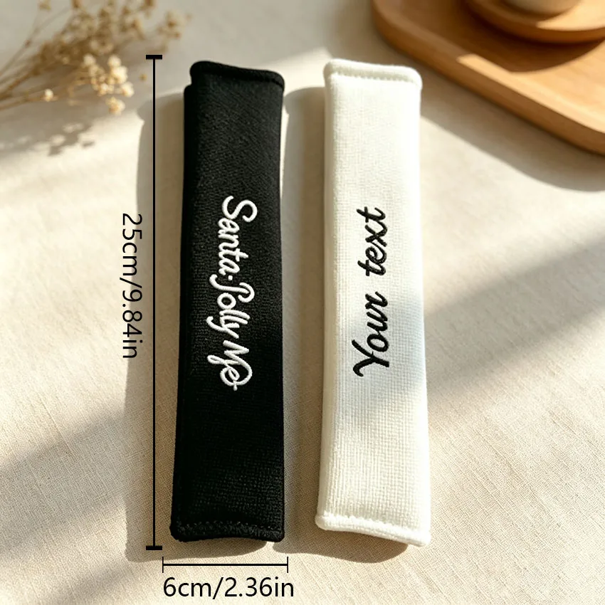 Personalized Custom Car Seatbelt Shoulder Pads, with Customizable Text. Effectively Cushions the Feeling of Restraint from the Seat Belt, the Fabric Is Sturdy and Durable, Making It a Practical Car Accessory That Enhances Driving Comfort, and Can Also Be Used as a Meaningful Car Gift.
