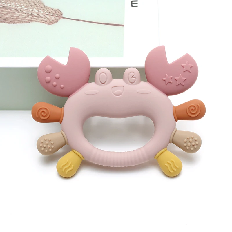 Crab-Shaped Baby Teether  Food-Grade Silicone Teething Toy  BPA-Free Chillable Infant Teether for Sore Gums 0-24 Months