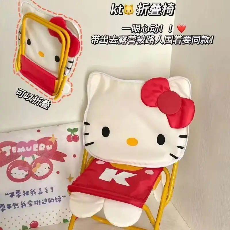 

Hellokitty Portable Folding Beach Chair Cartoon Multi-Functional Lightweight Travel Stool Home Use Outdoor Essential Small Gift
