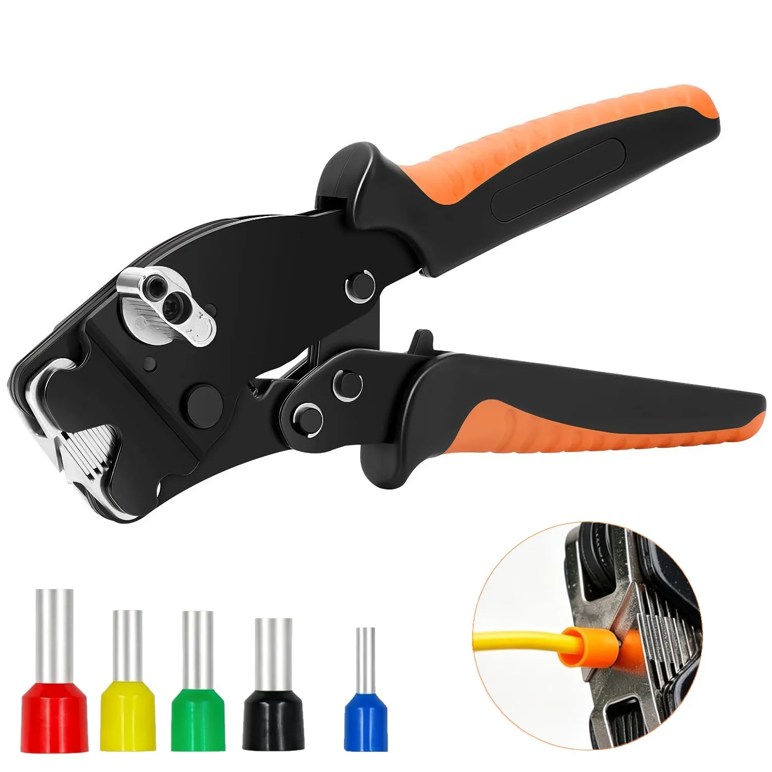 Pinze per crimpare terminali a ghiera 0,08-16 mm²/30-5 AWG, pinze mini per terminali tubolari, pinze elettriche con manopola di controllo regolabile