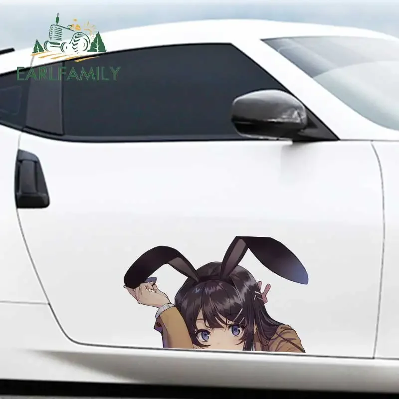 EARLFAMILY 43cm x 24.8cm For Bunny Girl Car Stickers Auto Car Door Protector Decal Trunk Windshield Caravan JDM VAN Sticker