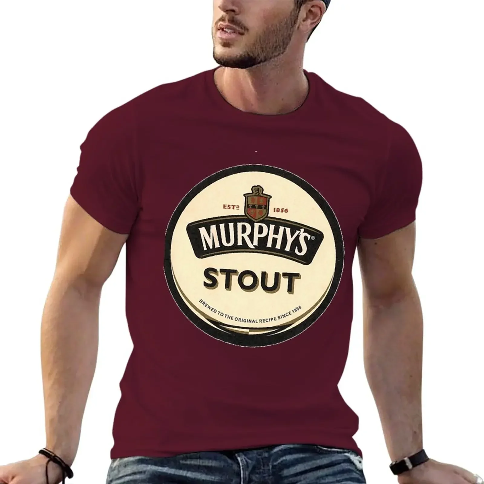 Hot S harajuku Summer vintage funny Neck anime clothes New Murphy Stout Logo Shirt plus size tops korean fashion men clothes