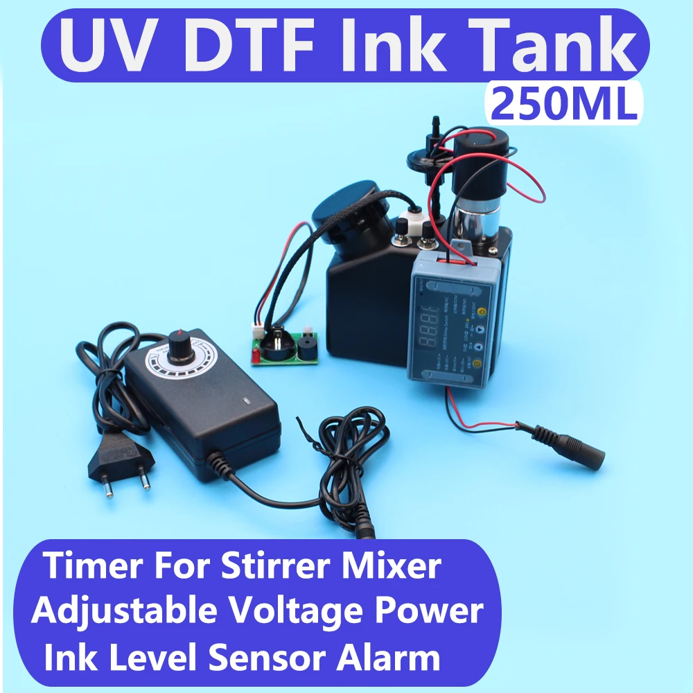 Tanque de tinta branca com misturador, Dtf dispositivo UV sistema para Epson L1800, L805, L800, 1390, Mixer Sensor, alarme ferramenta, potência de tensão ajustável