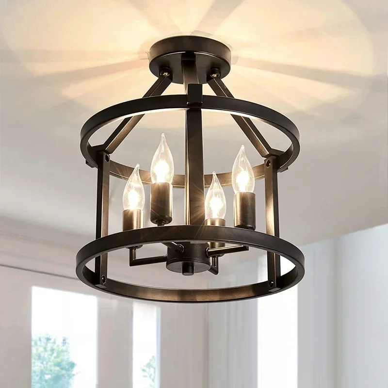 

Retro American Vintage Chandelier Ceiling Light Farmhouse Living Room Dining Room Porch Lamp Kitchen Table Lamp E14 Pendant Lamp