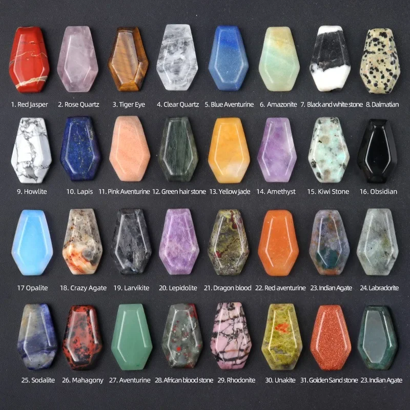 10pc Mini Coffin Statue Natural Quartz Agate Crystal Healing Reiki Stones Carved Ornament Lucky Home Decorations Jewelry