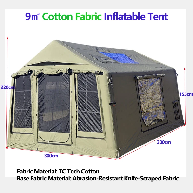 

New 9㎡ Cotton Canvas Tent Outdoor Camping Marquee 3-4 Person Fully Automatic Inflatable Canopies Campground Stargazing Tents