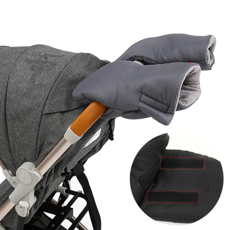 Adjustable Winter Pram Hand Muff Baby Carriage Pushchair Warm Fur Fleece Stroller Handle Cover Buggy Stroller Gloves Accessories