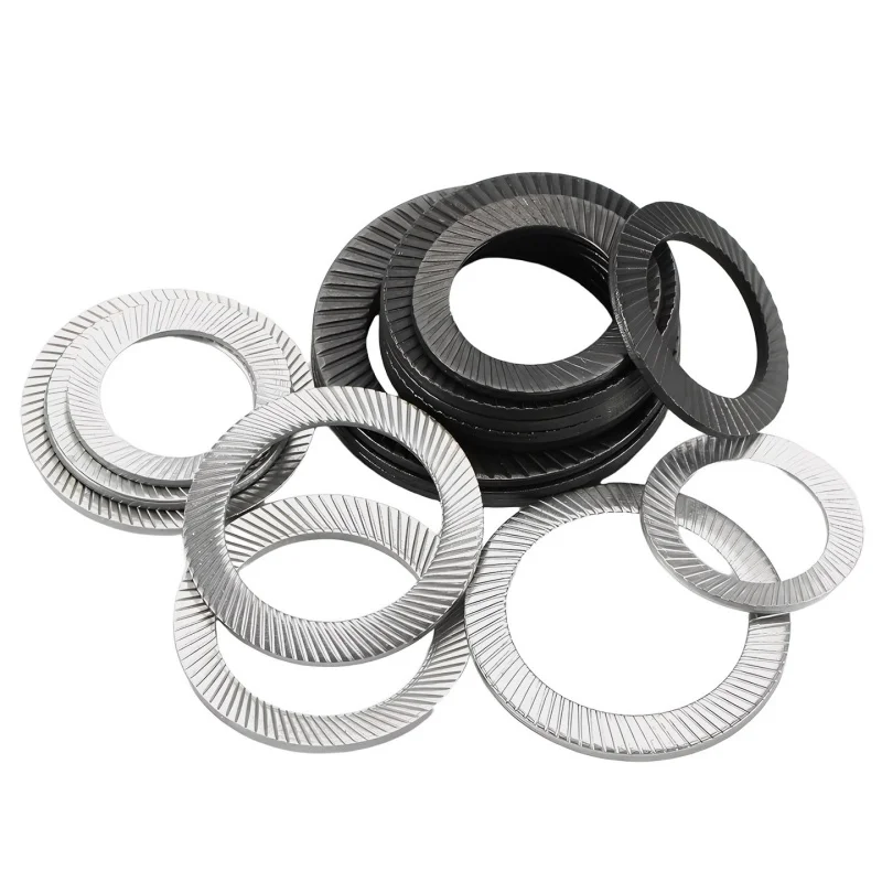 Black Carbon Steel/304 Stainless Steel Locking Washer with Doule Faced Printing M2.5~M36 Double-Sided Toothed Anti-Slip washers