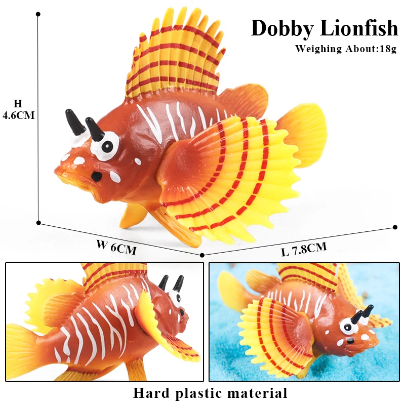 Oenux Sea Life Modell Clownfisch Lachs Bass Marine Ozean Tier Actionfiguren PVC Hochwertige Bildung Miniatur Strand Kinderspielzeug – Detail 14