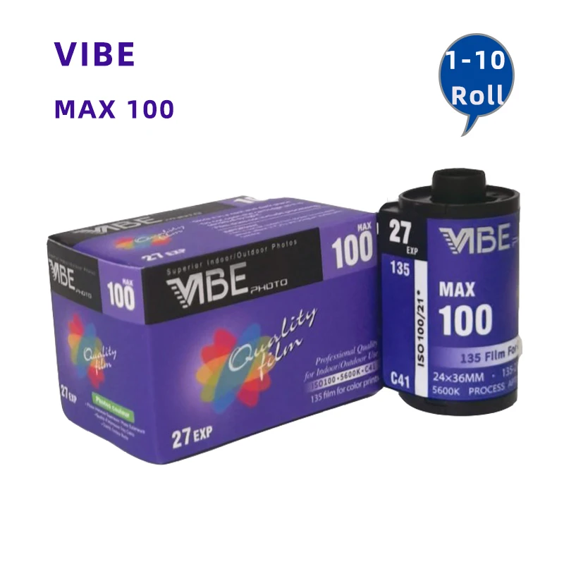 

1/3/5/10 рулонов VIBE MAX 100 C41 рулоны пленки ISO100 135 цветная пленка 27EXP/рулон (Срок годности: 2025) для пленочной камеры