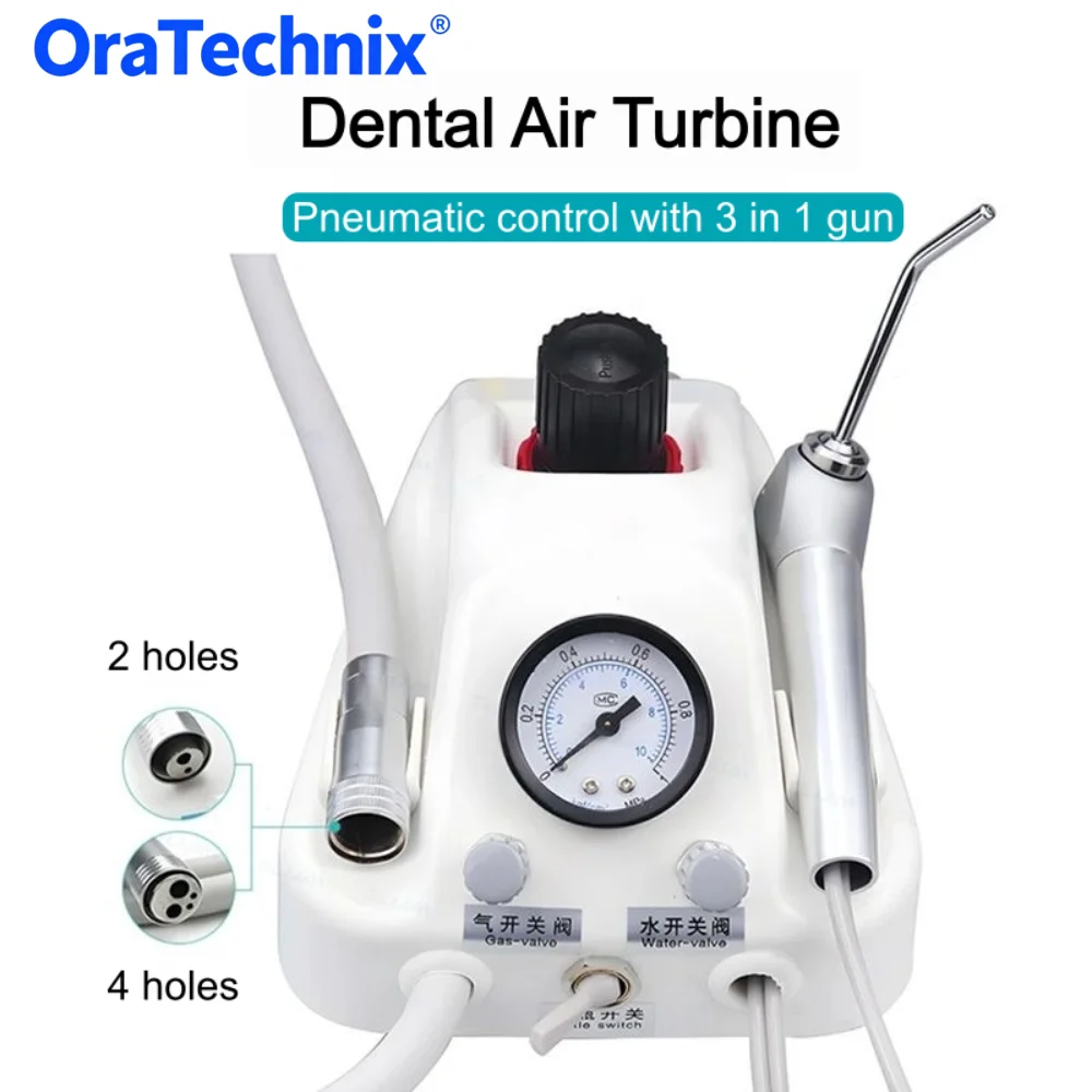 Dental Air Turbine Unit Work with Air Compressor Tri-purpose gun 2/4 Holes Teeth Whitening Dentistry Equipment Plastic Shell
