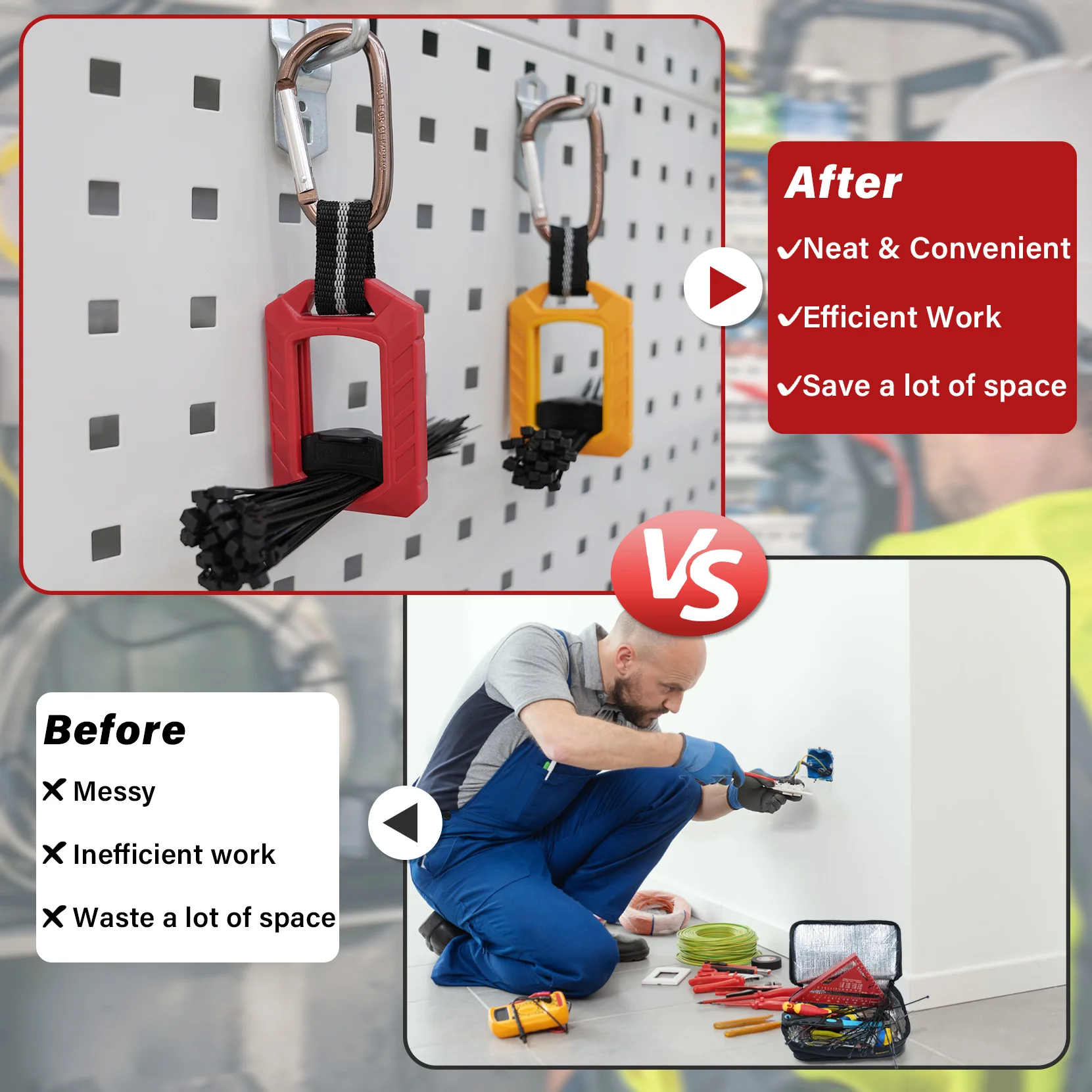 حامل ربط بسحاب، منظم ربط بسحاب لترتيب الرمز البريدي، حامل ربط الكابل، حامل ربط للاستخدام الداخلي والخارجي متعدد الأغراض