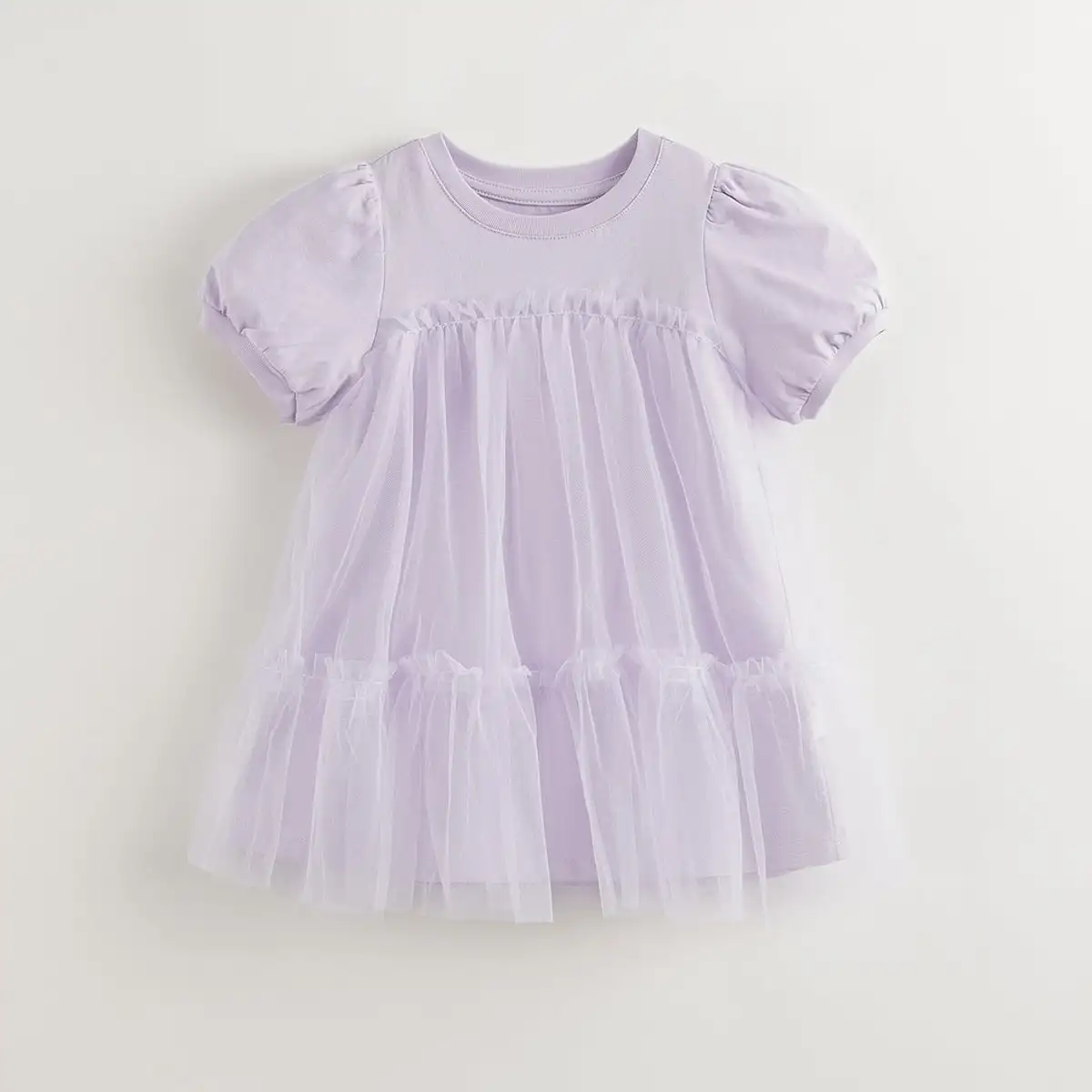 MARC&JANIE Girls Bubble Sleeve Tulle Dress for Summer French Series 240831